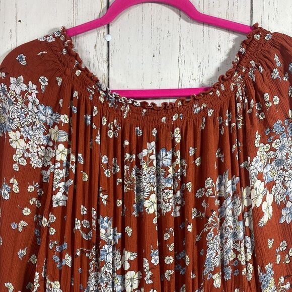 Urban Outfitters Floral Boho Cottagecore Mini Dress Off Shoulder Smocked Size L - Picture 11 of 15